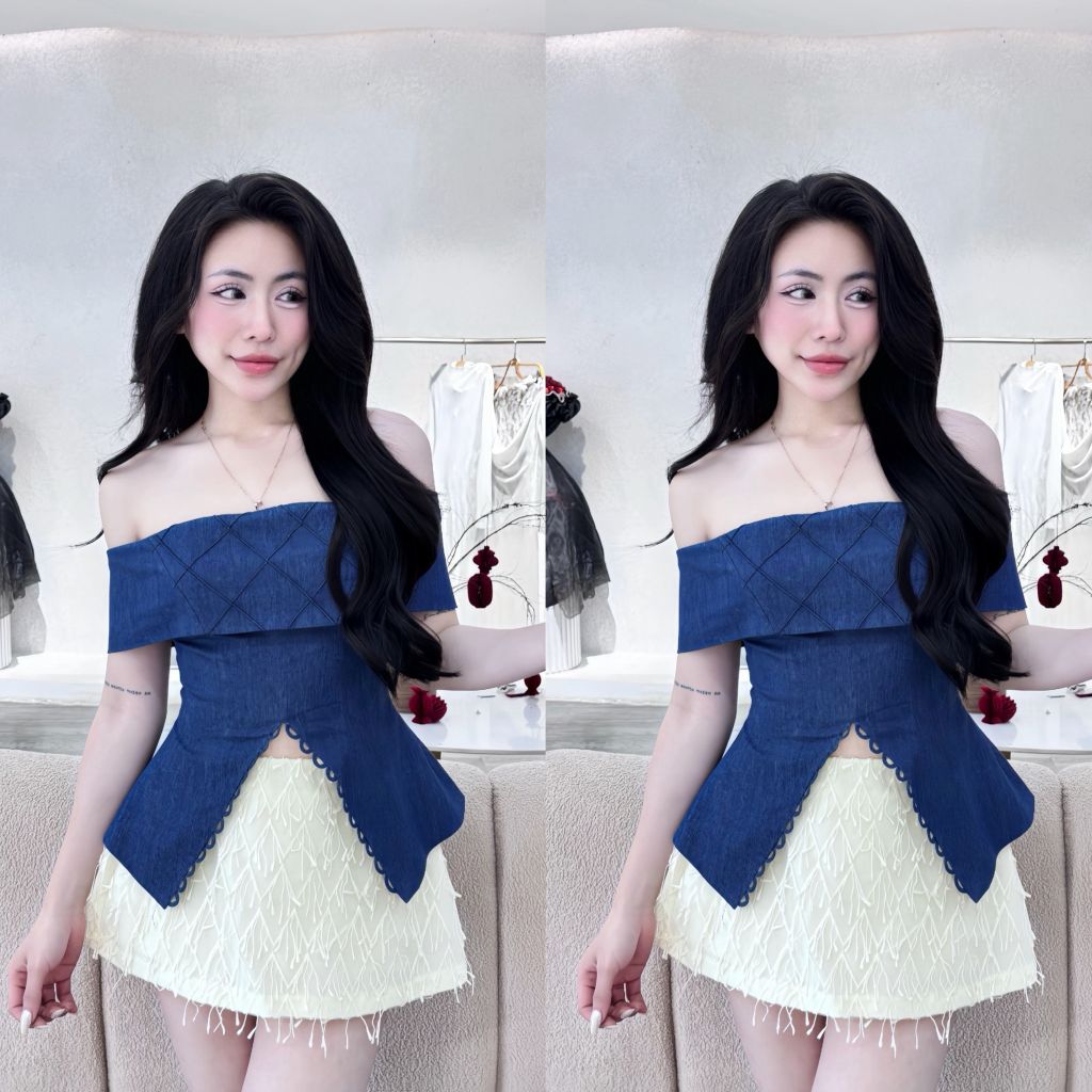 Set Áo Trễ Vai Phối Chân Váy Dáng Xòe (P39)