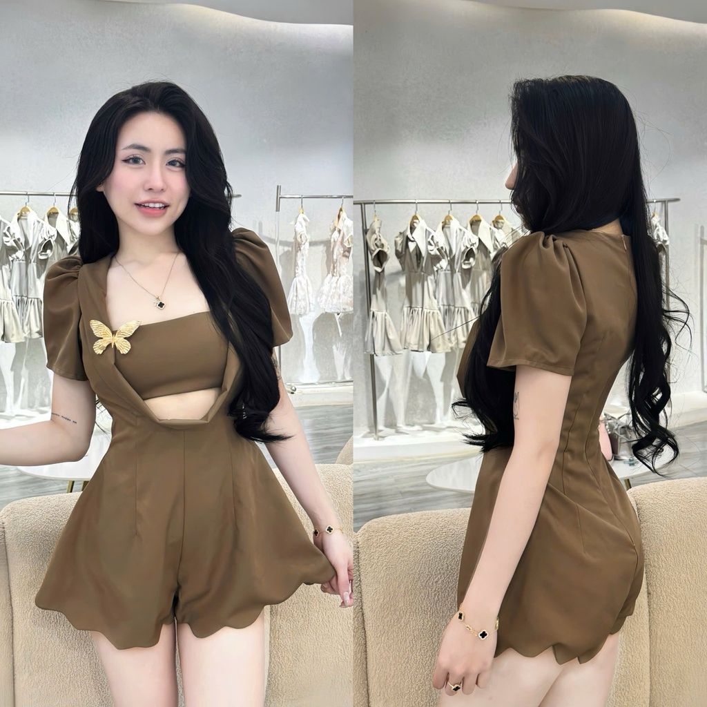 Jum liền thân chiết eo tay phồng kèm tag (K35)