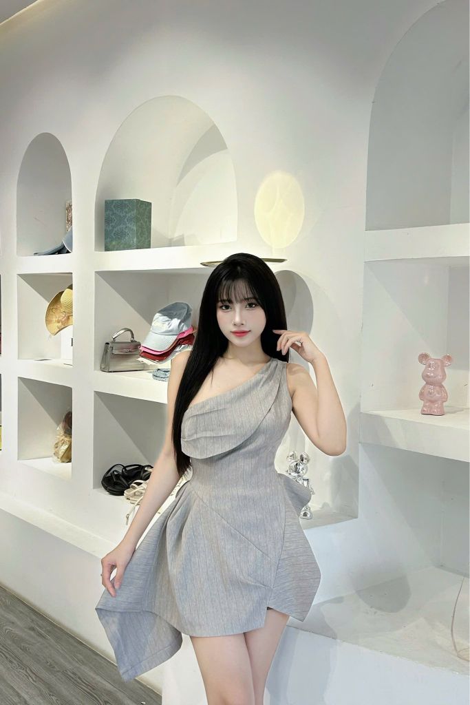 Set áo lệch vai kèm quần phối tà kiểu (G21)