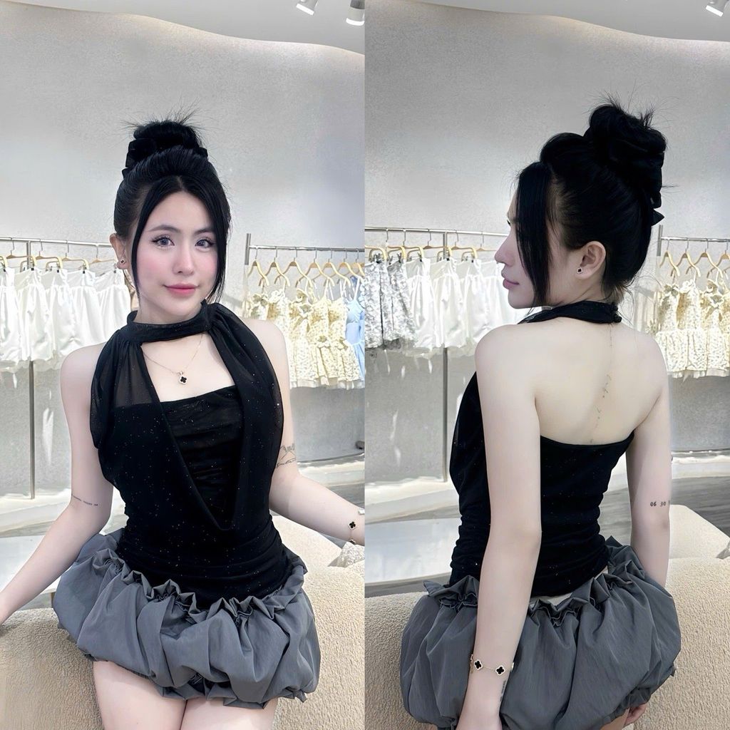 Áo yếm nhũ thun dẻo cổ đổ (J18)