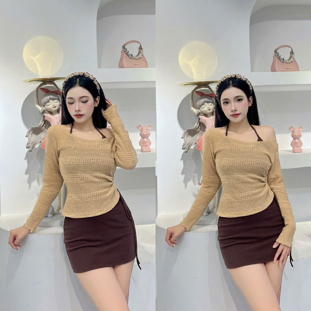 Đầm yếm body phối khoác len (H60)