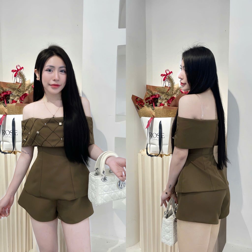 Set áo trễ vai phối quần short (P15)