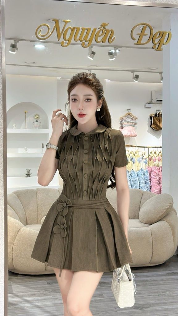 Đầm xếp ly 3D dáng ngắn thanh lịch ( J48 )