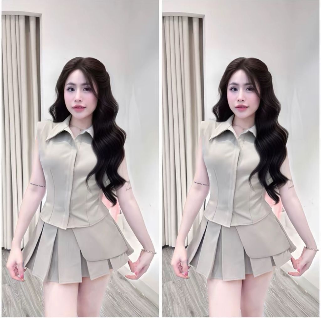 Set sơ mi cv xếp li lưng cao (f64)