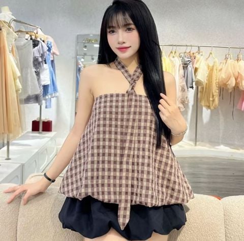 Áo cup sọc phối dây yếm cổ (g09)