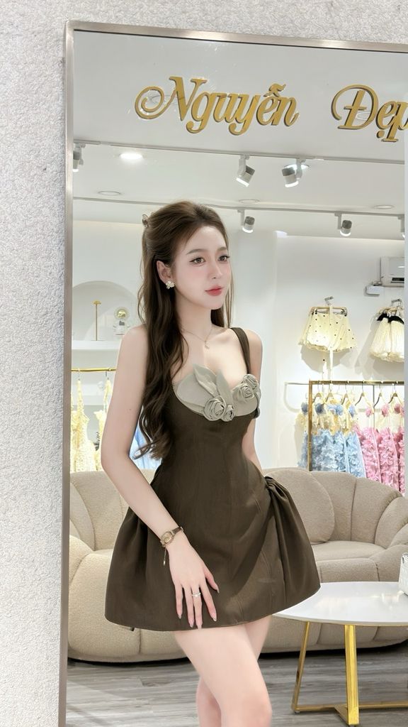 Đầm 2s viền hoa tùng bồng (J60)