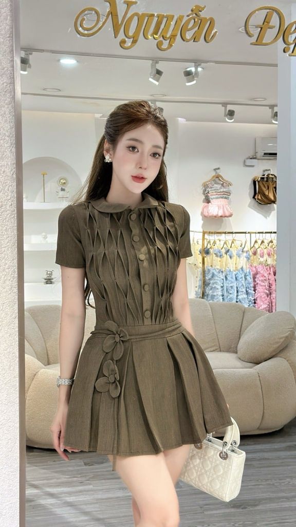 Đầm xếp ly 3D dáng ngắn thanh lịch ( J48 )