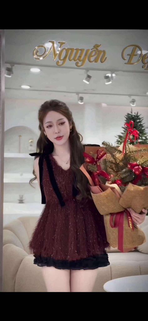 Áo babydoll sát nách phối nơ nhung (L57)