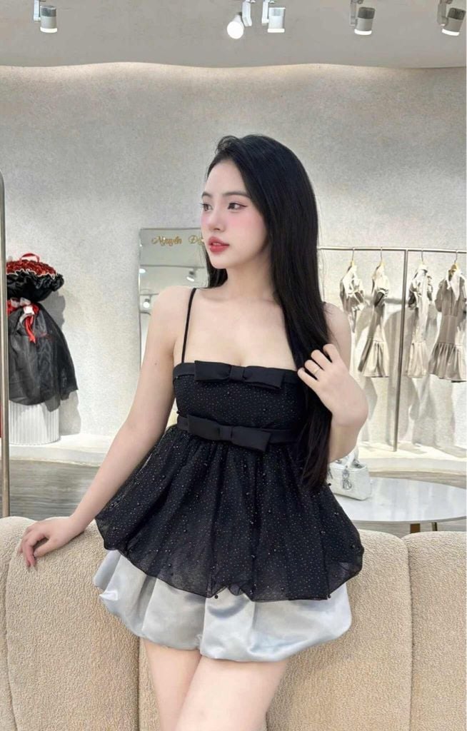 Áo 2s babydoll voan kim sa (K39)