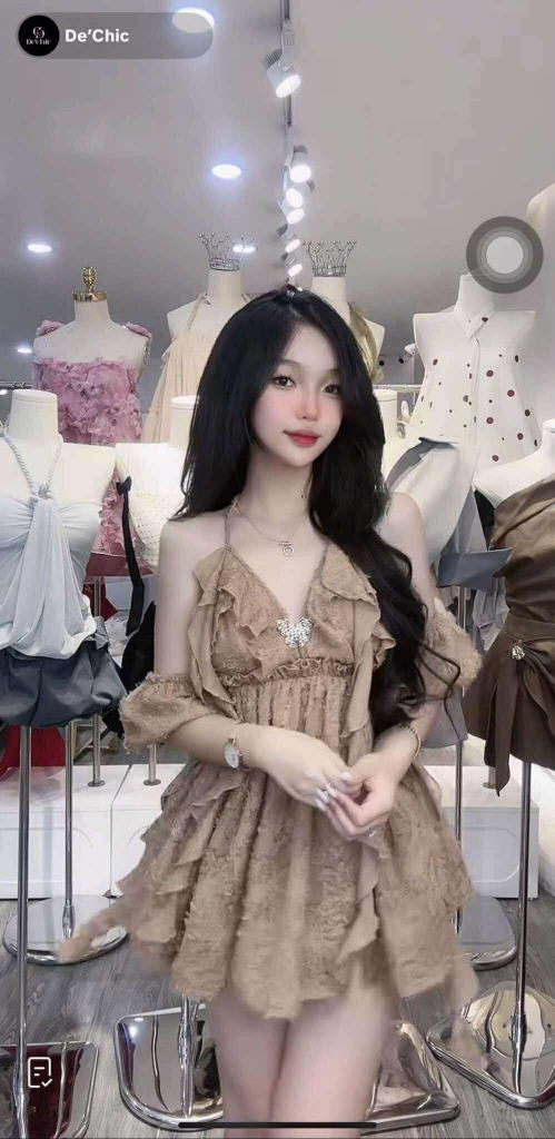 Đầm 2s voan dập xù bẹt vai tua rua đính tag (G33)