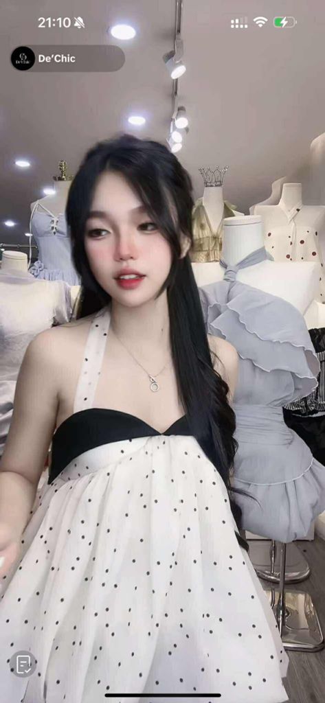 Áo bí yếm voan hoạ tiết chấm bi (N802)