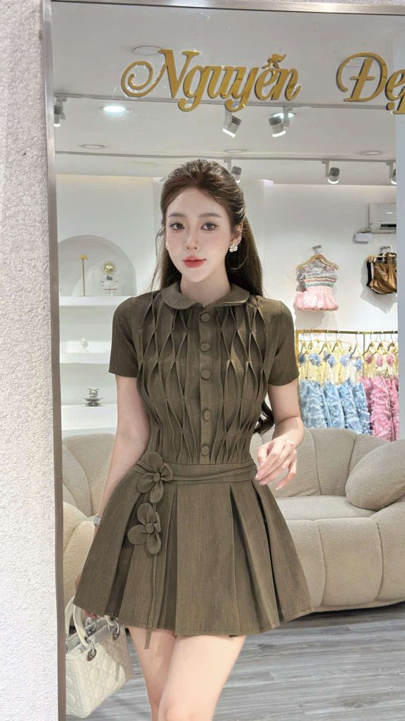 Đầm xếp ly 3D dáng ngắn thanh lịch ( J48 )