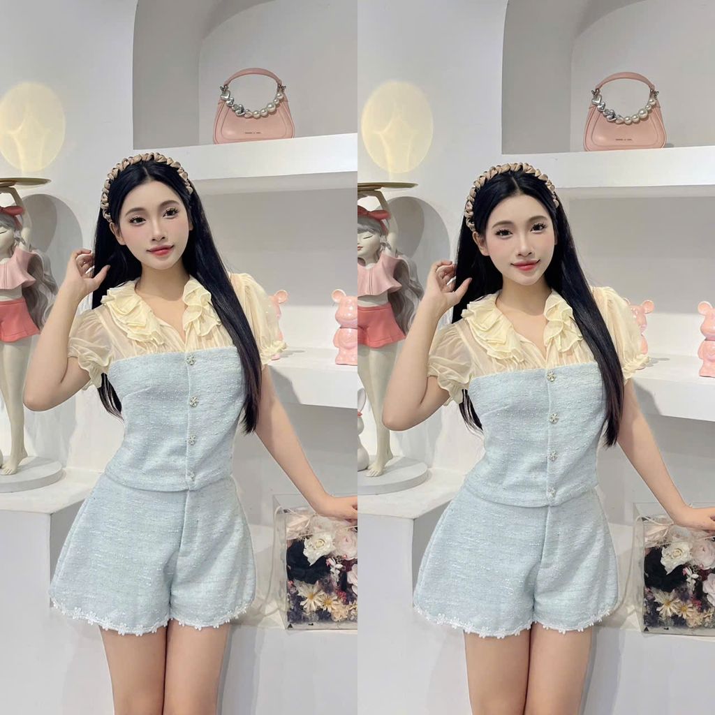 Set áo somi tay voan phồng(G64)