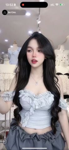 Áo bẹt vai viền bèo thun dẻo (G29)