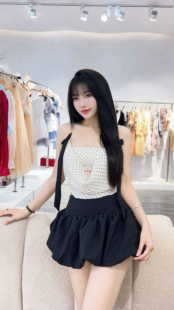 Áo kiểu 2s quây cổ đổ phối nơ (f56)