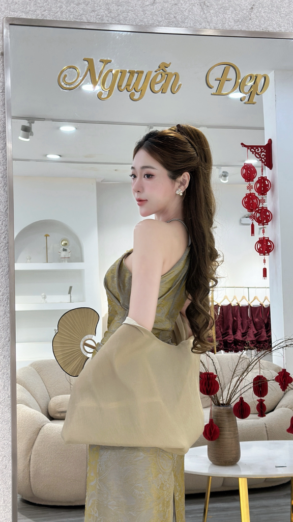 Đầm yếm dáng dài phối tag hoa kèm choàng (P25)