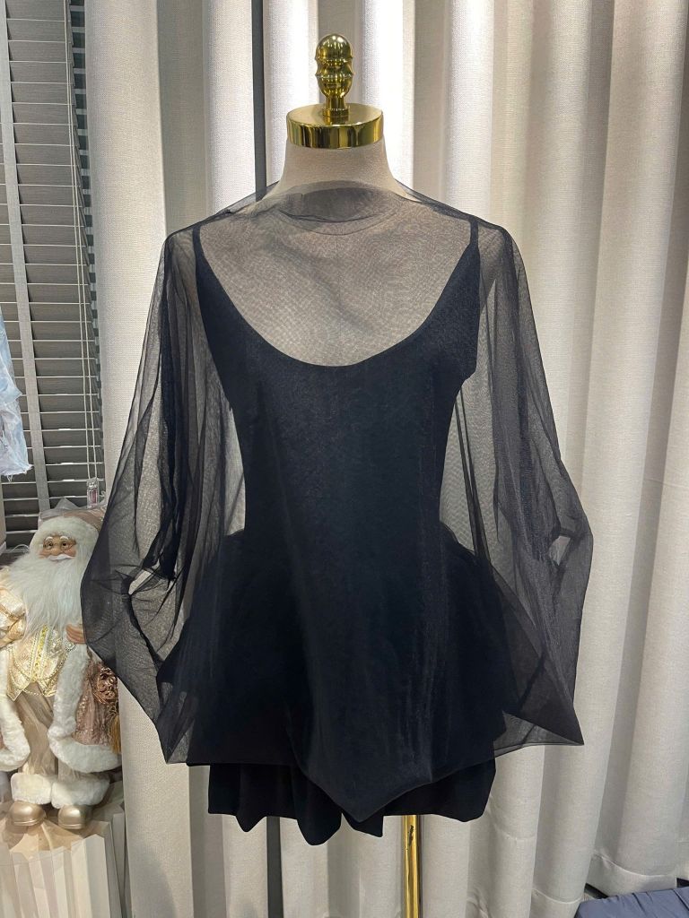 Set đầm ôm chân bí kèm khoác lưới bo chun J63