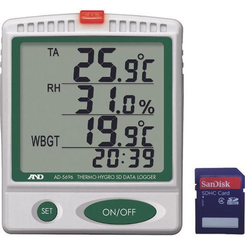 A&D Việt Nam | A&D Digital Temperature and Humidity SD Data Logger WBGT Monitor MW3761231
