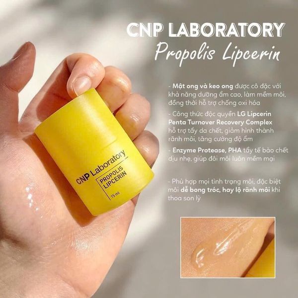 Son Dưỡng Môi Keo Ong Cấp Khóa Ẩm 12h CNP Propolis Lipcerin 15ml