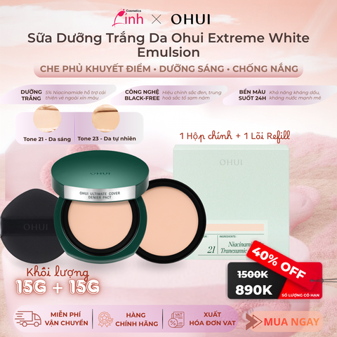 Phấn Nền Dạng Nén Hỗ Trợ Sáng Da Mờ Thâm Nám OHUI Ultimate Cover Denier Pact SPF50