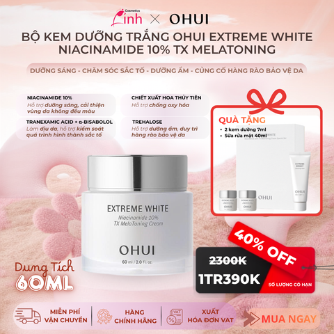 Bộ Kem Dưỡng Trắng Da Ohui Extreme White Niacinamide 10% TX Melatoning Special Set