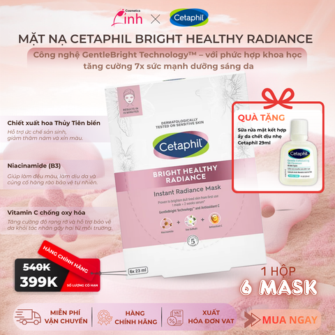 Mặt nạ dưỡng sáng và cấp ẩm Cetaphil Bright Healthy Radiance Instant Mask (6 miếng)
