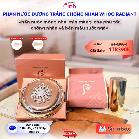 Phấn Nước Tái Sinh Whoo Cheongidan Radiant Essence Cushion Special Set Hàng Cty LG