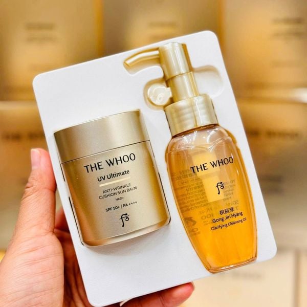 Bộ Phấn Chống Nắng The Whoo UV Ultimate Anti Wrinkle Cushion Sun Balm SPF 50+/PA+++ Special Set