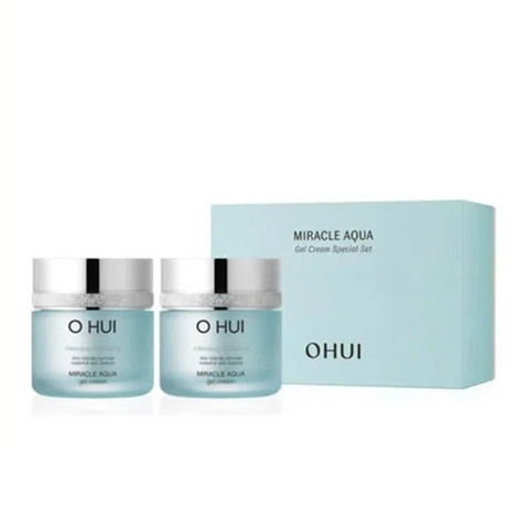 Set Kem Dưỡng Ẩm Ohui Miracle Aqua Gel Cream 50ml + 50ml