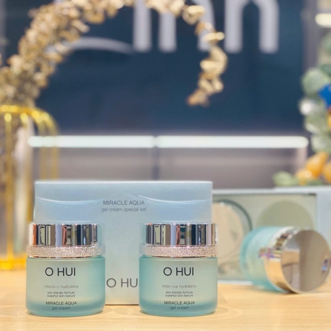 Set Kem Dưỡng Ẩm Ohui Miracle Aqua Gel Cream 50ml + 50ml