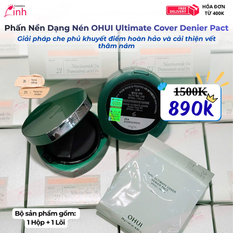 Phấn Nền Dạng Nén Hỗ Trợ Sáng Da Mờ Thâm Nám OHUI Ultimate Cover Denier Pact SPF50