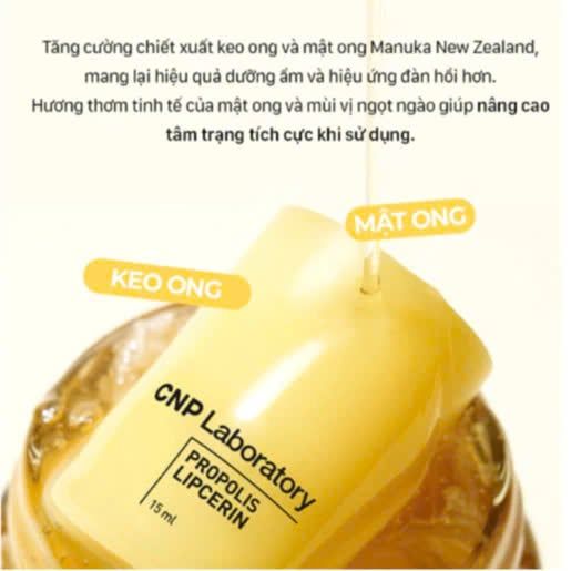 Son Dưỡng Môi Keo Ong Cấp Khóa Ẩm 12h CNP Propolis Lipcerin 15ml