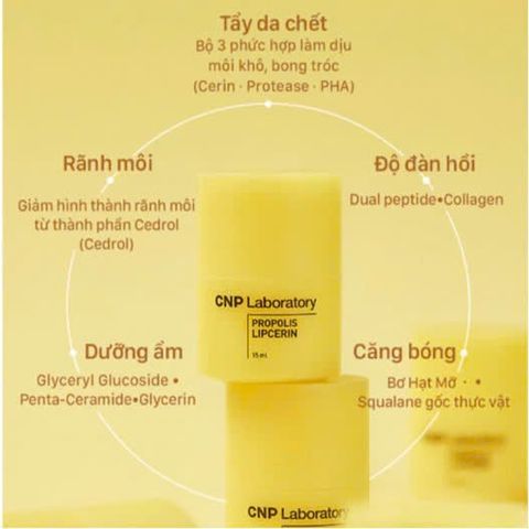 Son Dưỡng Môi Keo Ong Cấp Khóa Ẩm 12h CNP Propolis Lipcerin 15ml