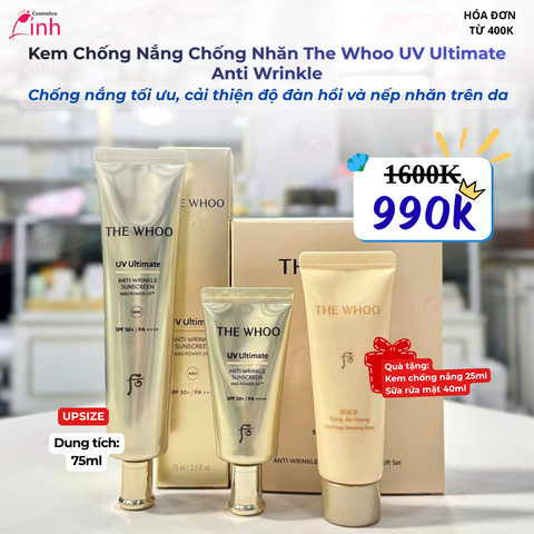 Kem Chống Nắng Chống Nhăn The Whoo UV Ultimate Anti Wrinkle Sunscreen Upsize 75ml