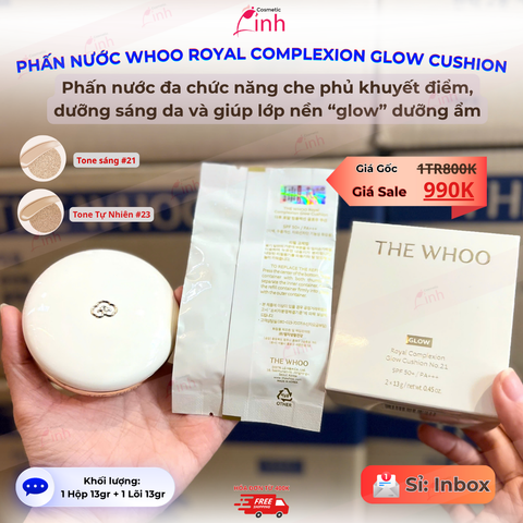 Phấn Nước Che Phủ Khuyết Điểm Và Dưỡng Sáng Da WHOO ROYAL COMPLEXION GLOW CUSHION SPF50+/PA+++
