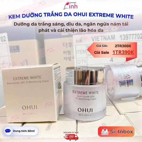 Kem Dưỡng Trắng Da Ohui Extreme White Niacinamide 10% TX Melatoning 60ml
