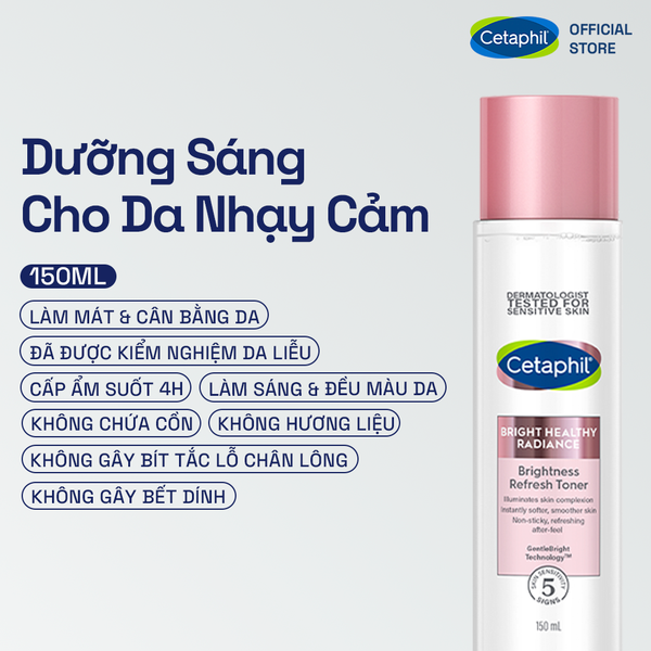 Nước cân bằng làm sáng cho da nhạy cảm Cetaphil Bright Healthy Radiance Refresh Toner 150ML