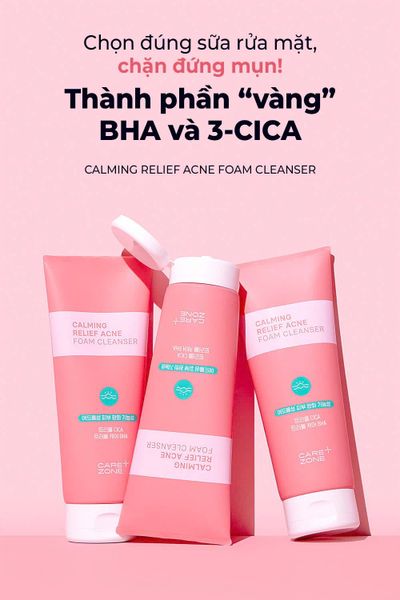 Sữa Rửa Mặt Cho Da Mụn Sạch Sâu Dịu Nhẹ Carezone Calming Relief Acne Foam 200ml