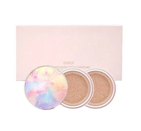 Bộ Phấn Nước Dưỡng Ẩm Ohui Ultimate Cover Cushion Moisture Flower Edition Set (tặng kèm 2 lõi)
