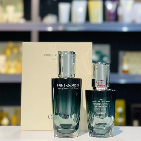 Bộ Tinh Chất Ngăn Ngừa Lão Hóa Ohui Xanh Prime Advancer De Aging Ampoule Serum 50ml + 20ml