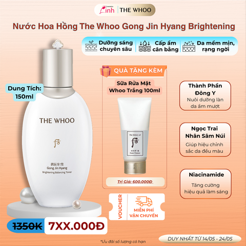 [Flashsale] Nước Hoa Hồng Dưỡng Trắng Whoo Gongjinhyang Seol Brightening Balancing Toner 150ml