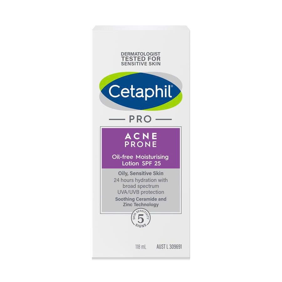 Sữa dưỡng ẩm cho da dầu mụn nhạy cảm Cetaphil Pro Acne Prone Oil-free Moisturizing Lotion SPF 25 118ml