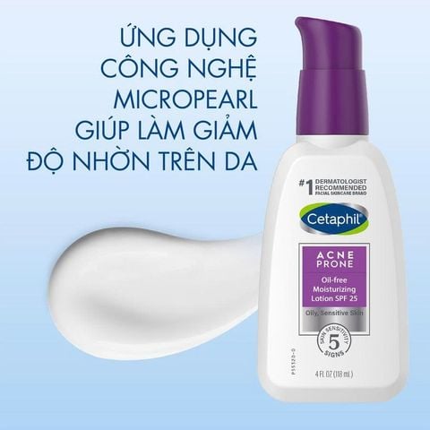 Sữa dưỡng ẩm cho da dầu mụn nhạy cảm Cetaphil Pro Acne Prone Oil-free Moisturizing Lotion SPF 25 118ml