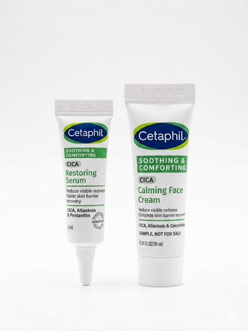 [Quà tặng] Combo Cetaphil Làm Dịu, Phục Hồi Da Soothing And Comforting Cica Restoring Serum 5ml + Calming Face Cream 10ml