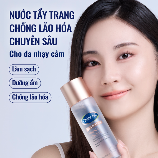 Nước tẩy trang chống lão hóa chuyên sâu cho da nhạy cảm CETAPHIL HEALTHY RENEW MICELLAR CLEANSER WATER 160ML