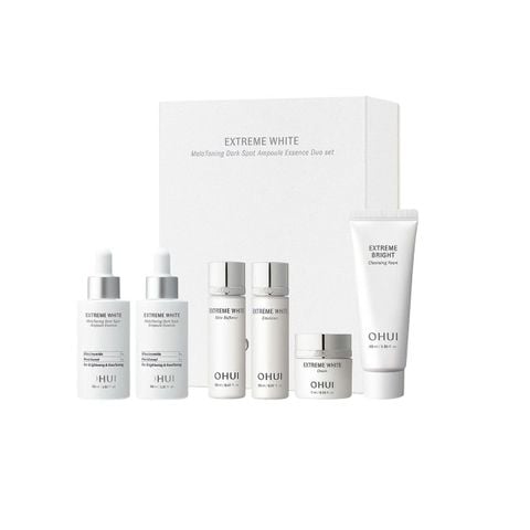 Bộ Tinh Chất Mờ Nám Trắng Da OHUI Extreme White Melatoning Dark Spot Ampoule Essence Duo Set Hàng CTY LG Vina