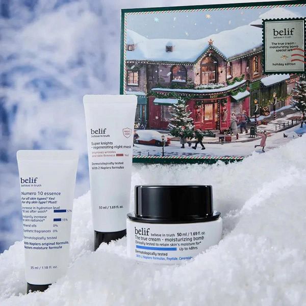 Kem Dưỡng Ẩm Cho Da Khô Belif The True Cream Moisturizing Bomb 50ml Holiday Set