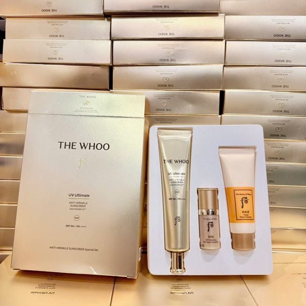 Bộ Kem Chống Nắng Chống Nhăn Whoo Gongjinhyang Anti - Wrinkle UV Protective Cream Special Set Upsize 75ml