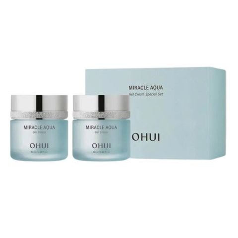 Set Kem Dưỡng Ẩm Ohui Miracle Aqua Gel Cream 50ml + 50ml