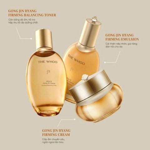 Bộ Dưỡng Ẩm Chống Lão Hóa Whoo Vàng The Whoo Gongjinhyang Firming Mini 3pcs Set